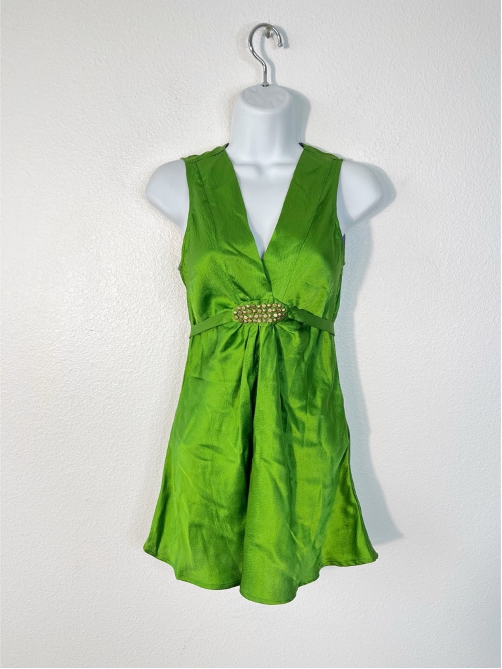Y2K A Common Thread Neiman Marcus Green Silk Babydoll Fairy VTG Top Small  NWT